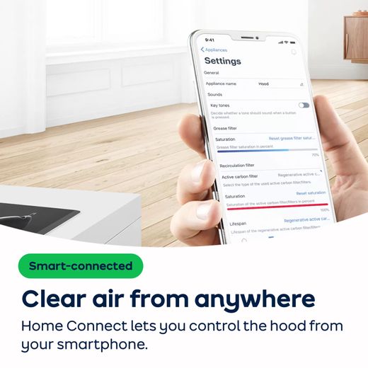 Bosch Series 6 90 cm Ceiling Cooker Hood - Stainless Steel - Annotation - Home connect